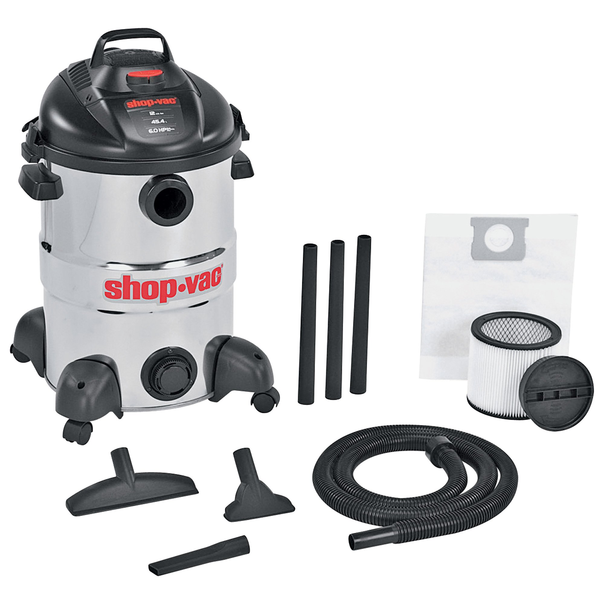 Shop-Vac Stainless Steel Wet/Dry Vacuum — 12-Gallon, 6 HP, Model# 5866200